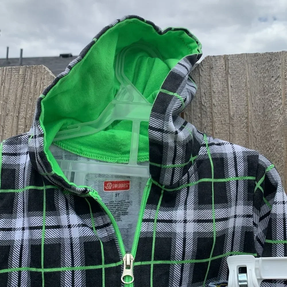 Take 50% OFF- Plaid Hoodie and Blue Jeans Set Boys, Size-3T
